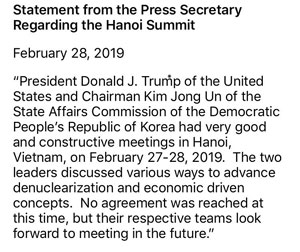 La cumbre entre Donald Trump y Kim Jong-un en Hanoi terminó sin ningún acuerdo. cubademocraciayvida.org web/folder.asp?folderID=136