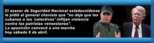 El mensaje de John Bolton a Vladimir Padrino Lpez antes de la masiva manifestacin en Venezuela: Todos los ojos estn sobre ti hoy. cubademocraciayvida.org web/folder.asp?folderID=136  