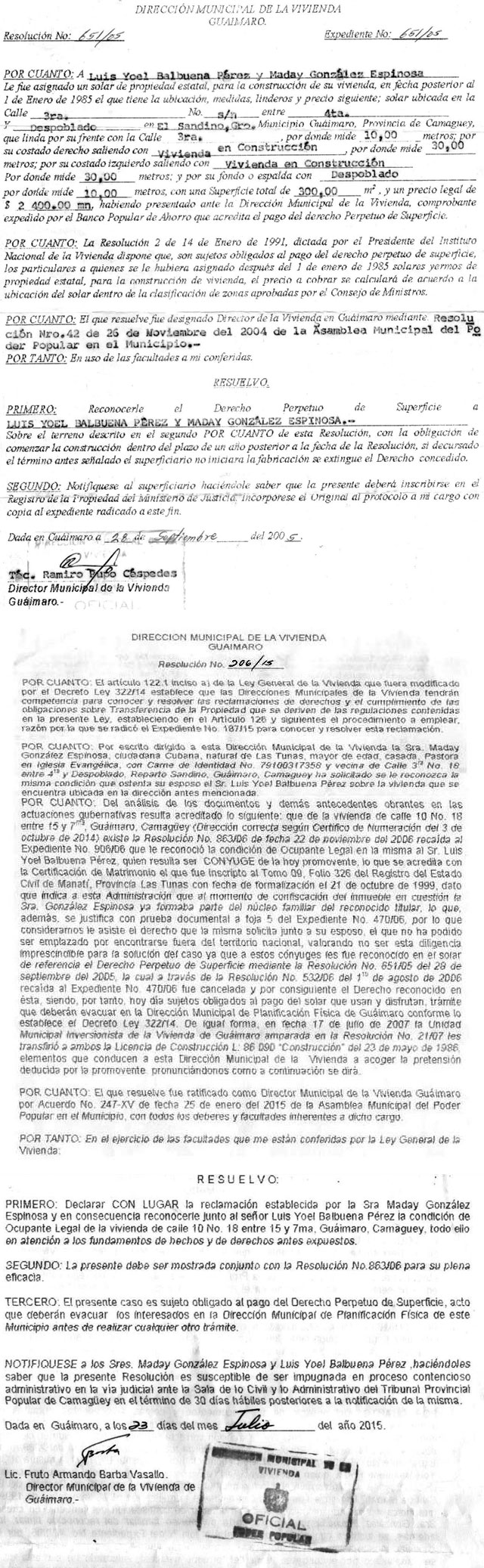 CUBA: La oficina de la vivienda en Guáimaro, Cuba, emplea mecanismos coercitivos contra la iglesia del movimiento apostólico en esa ciudad. Por Luis Yoel Balbuena Pérez*. cubademocraciayvida.org  web/folder.asp?folderID=136