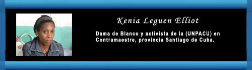 Kenia Leguen Elliot, Dama de Blanco y activista de la (UNPACU) en Contramaestre, provincia Santiago de Cuba, cuenta sobre su esposo el preso politico Jorge Cervantes García, encarcelado por su activismo y posicion contestataria. web/folder.asp?folderID=136 