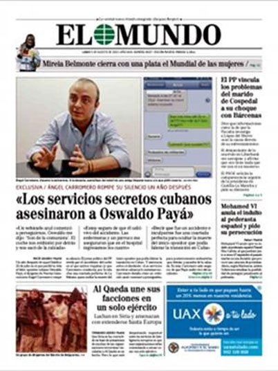 Àngel Carromero, un año después: "Los servicios secretos cubanos asesinaron a Oswaldo Payá"  web/folder.asp?folderID=136